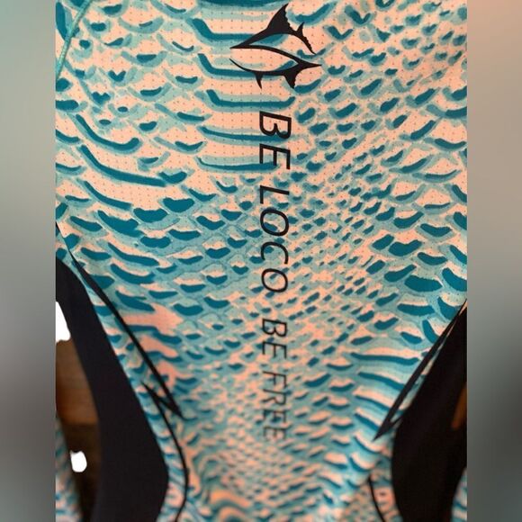 Loco Skaile Sz S Teal Black Sun Fabric Diving Snorkeling Fishing RashGuard Top - Picture 5 of 6